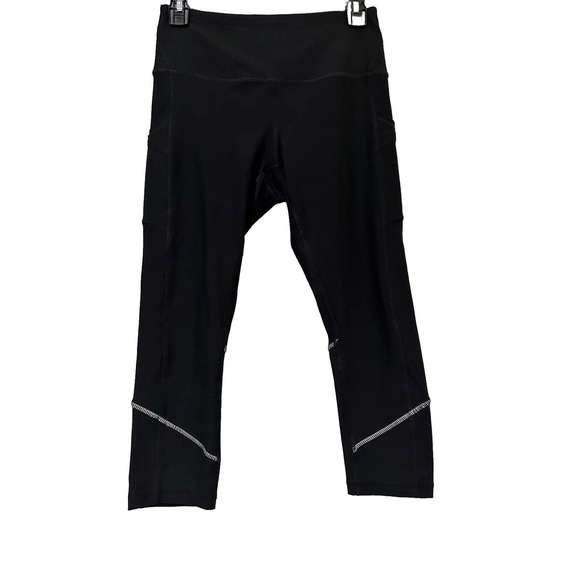 RBX Activewear Capri Tights Women’s Size S/P Black Stash Pocket w/Zipper Gym PGC - Picture 2 of 9